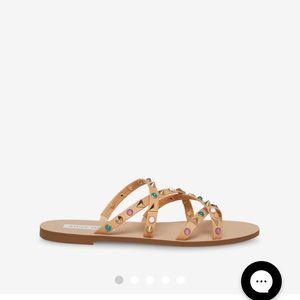 Steve Madden, Kelsey sandal, natural leather, color stones, size 9, never used